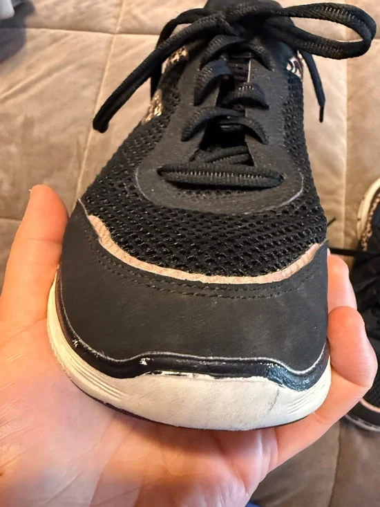 Skechers Women's Black Mesh Sneakers with Leopard Accent - Picture 5 of 6